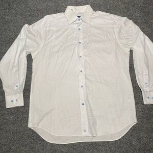 David Donahue Grid Check Cotton Dobby Dress Shirt 16 inch with 34/35 sleeves